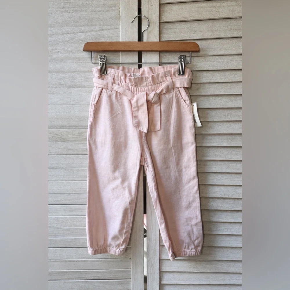 GAP Girls Light Pink Paperbag Waist Jogger Pants NWT Size 3T Tie Belt